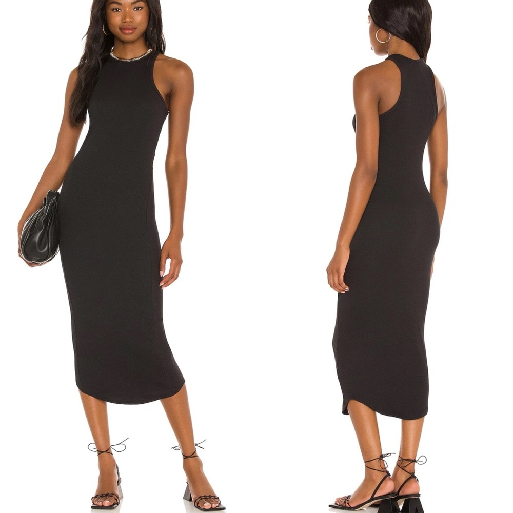 Rag & Bone The Essential Rib Tank Midi Dress In Black Women's Size M